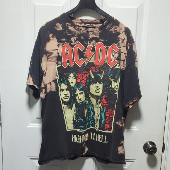 AC/DC Other - AC/DC Black and Tan Tie-Dye Tee